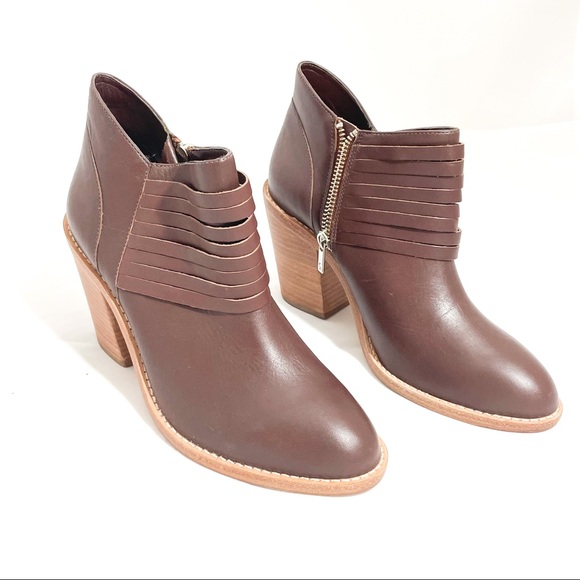 Loeffler Randall Eva Leather Ankle Stacked Heel Booties - Picture 2 of 11